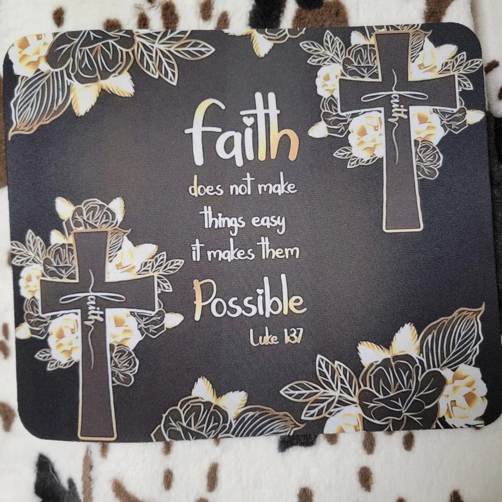 Faith Cross Floral Computer Mouse Pad